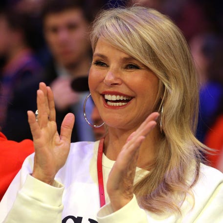 Christie Brinkley in 2018 as the New York Knicks play against the Miami Heat at Madison Square Garden in New York