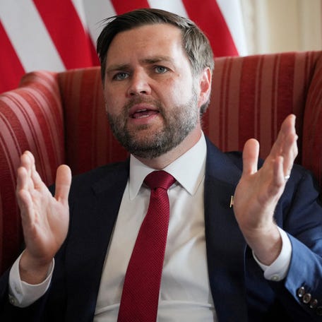 U.S. Vice President JD Vance speaks during a meeting with British Foreign Secretary David Lammy at Chevening House in Sevenoaks, Kent, Britain August 8, 2025. Kin Cheung/Pool via REUTERS
