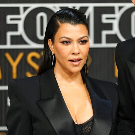 Kourtney Kardashian attends the 75th Primetime Emmy Awards at Peacock Theater in Los Angeles on Jan. 15, 2024.
