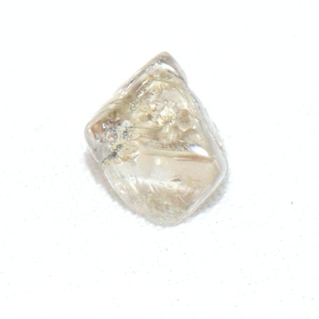 A white diamond found at Crater of Diamonds State Park in Arkansas. The 2.30-carat diamond is about the size of a human canine tooth.