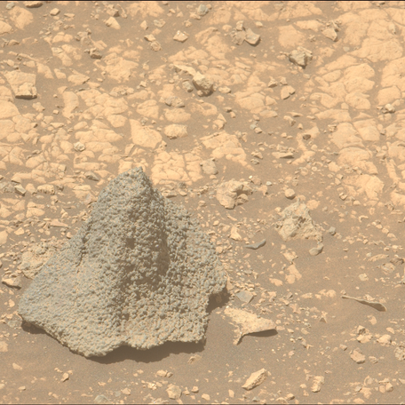 A handout photo of the Horneflya rock taken on Aug. 5 by NASA's Mars Perseverance rover.