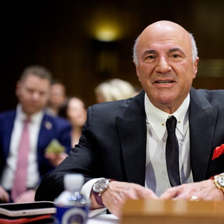 Kevin O'Leary, Chairman of O'Leary Ventures, arrives to speak before a Senate Committee on Aging and House Select Committee on the Chinese Communist Party joint hearing on April 9, 2025.