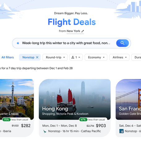 Sample search on Google's new Flight Deals tool.