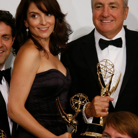 "SNL" alum Tina Fey and "SNL" creator Lorne Michaels at the 60th Annual Emmy Awards show.