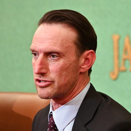 Charles Oppenheimer, grandson of US physicist J. Robert Oppenheimer often called the "father of the atomic bomb", speaks during a press conference at the Japan National Press Club in Tokyo on June 3, 2024. (Photo by Kazuhiro NOGI / AFP)