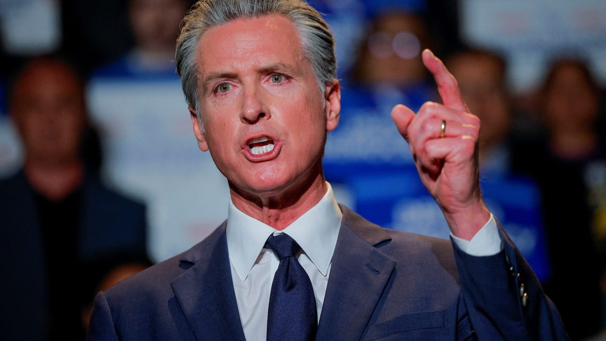 California Gov. Gavin Newsom, speaks as he announces the redrawing of California's congressional maps, calling on voters to approve a ballot measure, in response to a similar move in Texas being supported by President Donald Trump, Aug. 14, 2025. REUTERS/Mike Blake