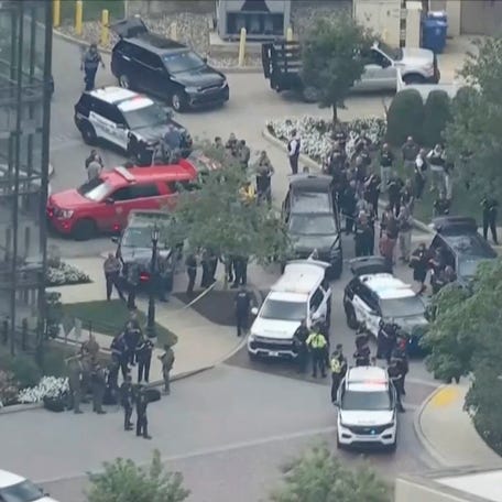 Police officers respond to reports of an active shooter at Villanova University, Pennsylvania, U.S. August 21, 2025, in this screen grab taken from video. ABC affiliate WPVI/Handout via REUTERS THIS IMAGE HAS BEEN SUPPLIED BY A THIRD PARTY NO RESALES. NO ARCHIVES. MANDATORY CREDIT