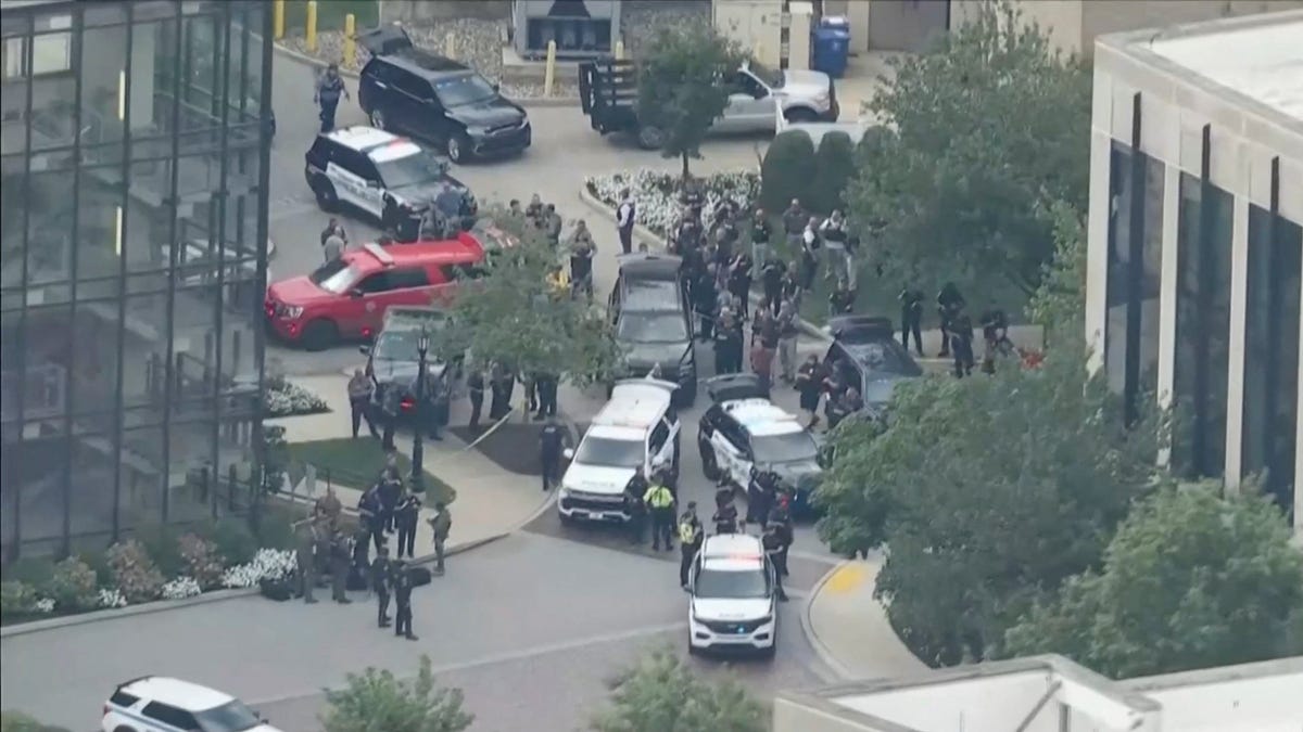 Police officers respond to reports of an active shooter at Villanova University, Pennsylvania, U.S. August 21, 2025, in this screen grab taken from video. ABC affiliate WPVI/Handout via REUTERS THIS IMAGE HAS BEEN SUPPLIED BY A THIRD PARTY NO RESALES. NO ARCHIVES. MANDATORY CREDIT