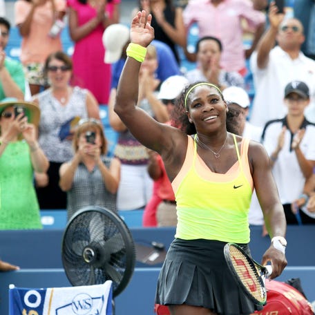 Serena Williams defeated Simona Halep, 6-3, 7-6 (5) in the Western and Southern Open finals at the Lindner Family Tennis Center in Mason on Sunday August 23, 2015.