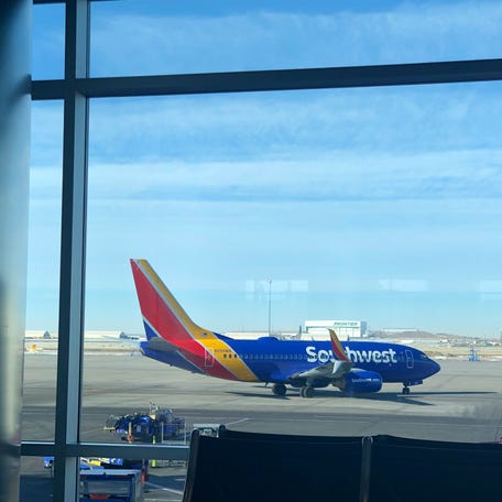 A Southwest Airlines Boeing 737 at Denver International Airport.