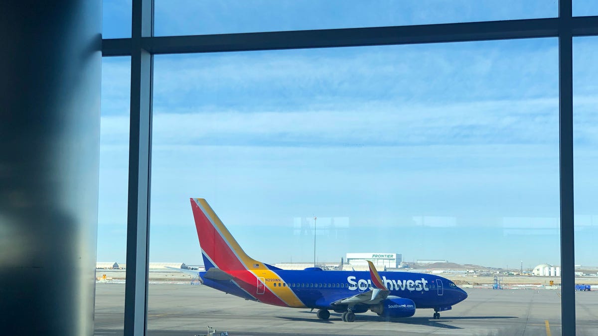A Southwest Airlines Boeing 737 at Denver International Airport.