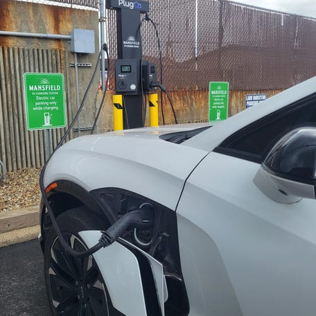 A dual-port electric vehicle charging station has been added at the Mansfield City Hall parking lot, offering convenient downtown access.