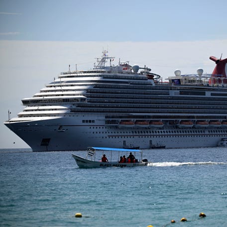 The Carnival Panorama cruise ship sails in Los Cabos, Mexico, on August 3, 2023.
