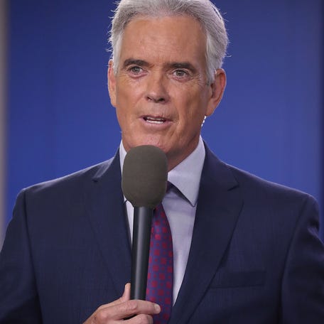 Fox News correspondent John Roberts reports from the briefing room at the White House, on Aug. 2, 2018, in Washington, D.C.