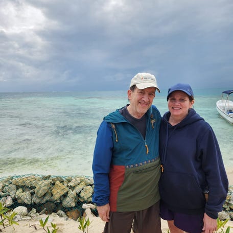 Walters and her husband in Belize in 2023.