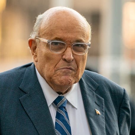 Rudy Giuliani is pictured walking outside the U.S. District Court in Manhattan on Jan. 3, 2025.