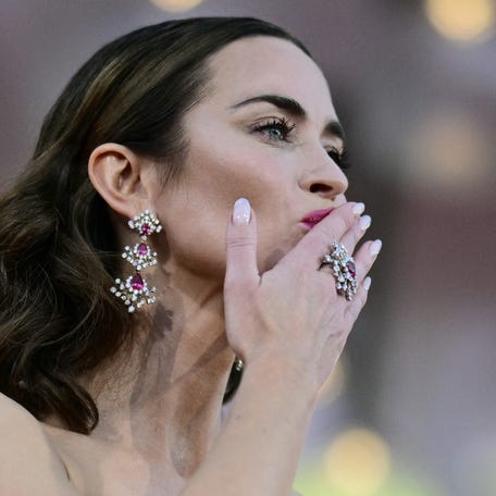 British actress Emily Blunt attends the red carpet of the movie "The Smashing Machine" presented in competition at the 82nd International Venice Film Festival, at Venice Lido on Sepember 1, 2025. (Photo by Tiziana FABI / AFP) (Photo by TIZIANA FABI/AFP via Getty Images)