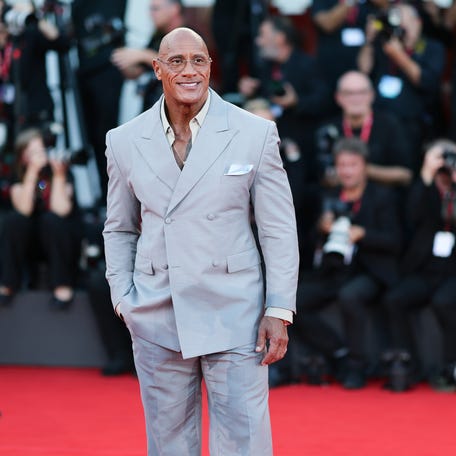 Dwayne Johnson attends "The Smashing Machine" red carpet during the Venice Film Festival on Sept. 1, 2025, in Venice, Italy.