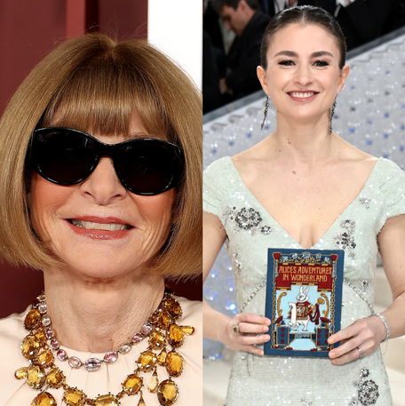 A side-by-side image of Anna Wintour (left) and Chloe Malle (right).