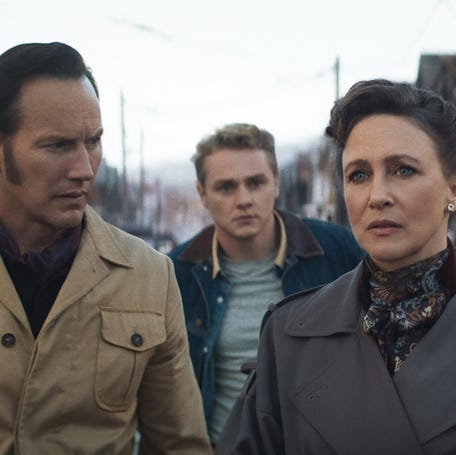 Ed (Patrick Wilson) and Lorraine Warren (Vera Farmiga) investigate a haunting in Pennsylania, with their daughter's boyfriend (Ben Hardy) in tow, in "The Conjuring: Last Rites."