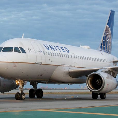 A United Airlines Airbus A319 taxies to a gate after landing at San Francisco International Airport.
