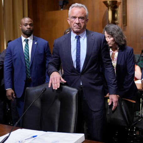 Health and Human Services Secretary Robert F. Kennedy Jr. arrives to testify at a Senate hearing in Washington, DC, on Sept. 4, 2025.