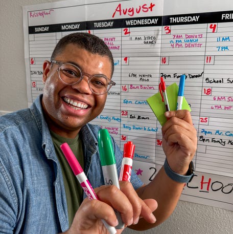 A simple family calendar can cut down the stress of back-to-school season by keeping everyone's schedules in one place.