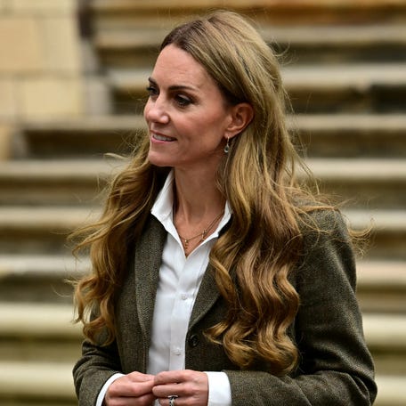 Kate, Princess of Wales, smiles upon arrival at the Natural History Museum's newly transformed gardens in London on Sept. 4, 2025.
