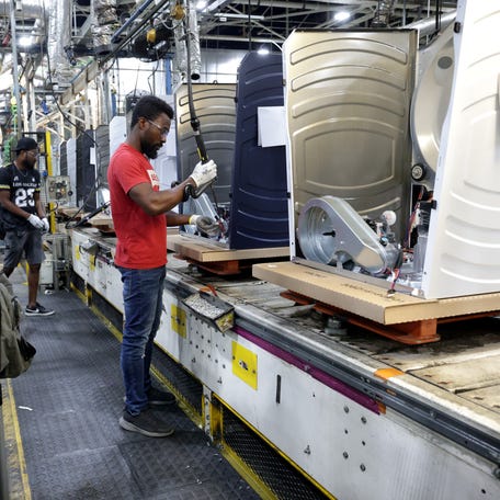A general view of the production line at GE Appliances on Aug. 13, 2025 in Louisville, Kentucky.