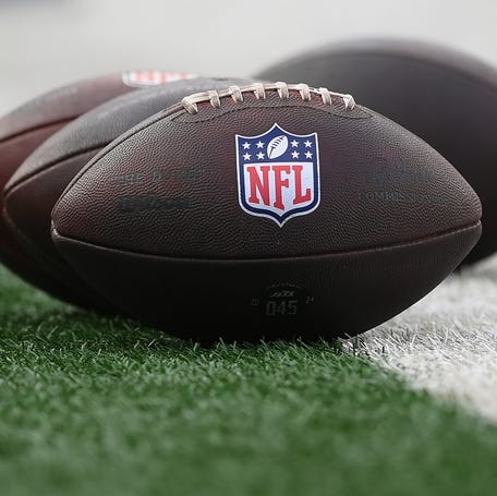 General view of an NFL football at MetLife Stadium in East Rutherford, New Jersey on Aug. 16, 2025.
