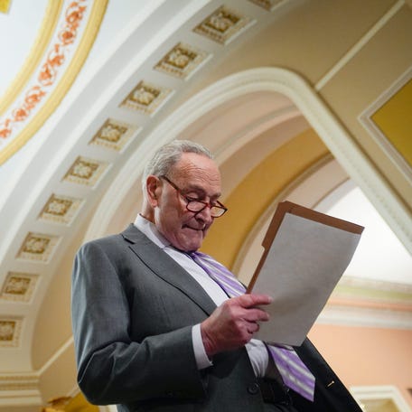 Senate Minority Leader Chuck Schumer, D-New York, at the U.S. Capitol on Feb. 11, 2025.