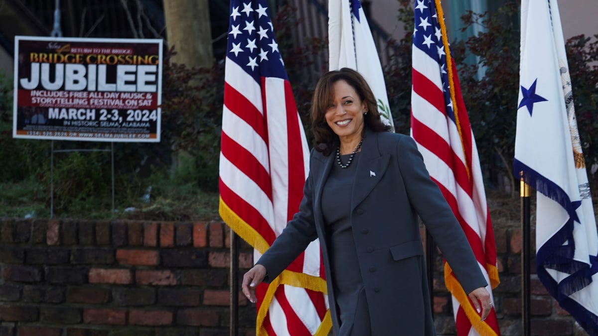 Vice President Kamala Harris attends an event to mark the 'Bloody Sunday' anniversary, in Selma, Alabama, U.S., March 3, 2024.