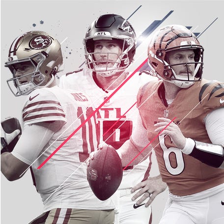 San Francisco 49er's Mac Jones, Atlanta Flacon's Kirk Cousins and Cincinnati Bengal's Jake Browning