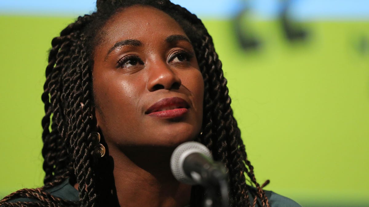 Washington Post global opinions editor Karen Attiah, speaks on the killing of Saudi journalist Jamal Khashoggi during an Amnesty International organised event, Jamal Khashoggi's Assassination: The Open Secret in London on July 9, 2019.