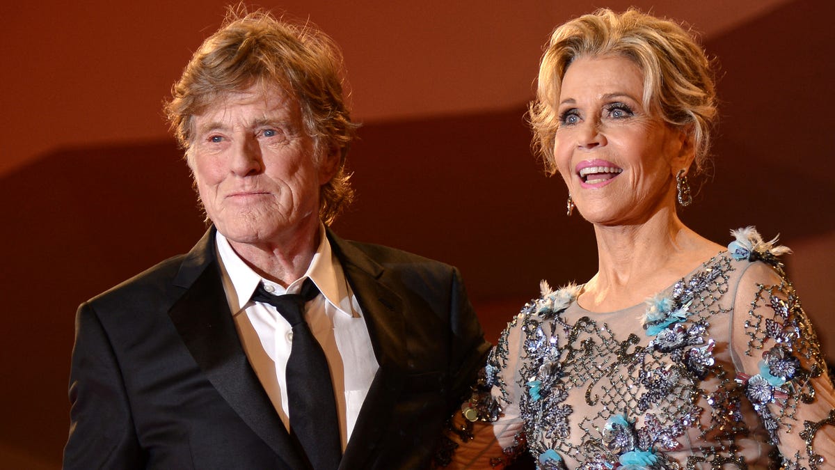 Robert Redford, left, and Jane Fonda attend the premiere of "Our Souls at Night" during the Venice Film Festival on Sept. 1, 2017.
