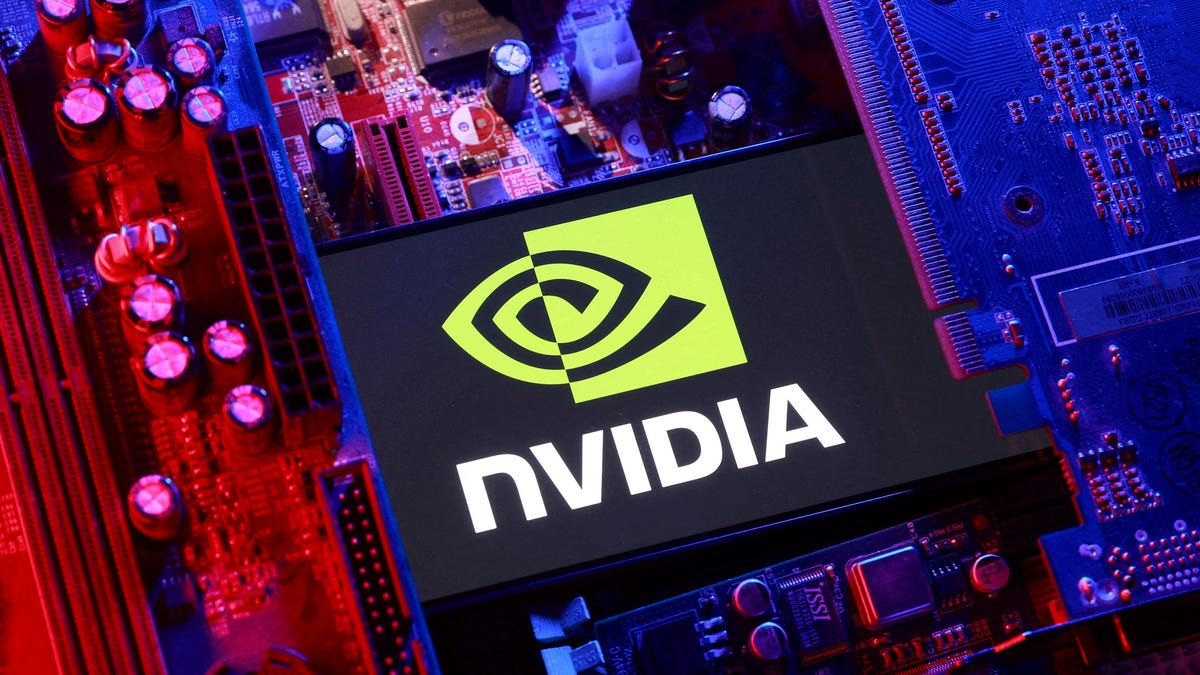 An Nvidia logo and a computer motherboard appear in this illustration taken August 25, 2025.