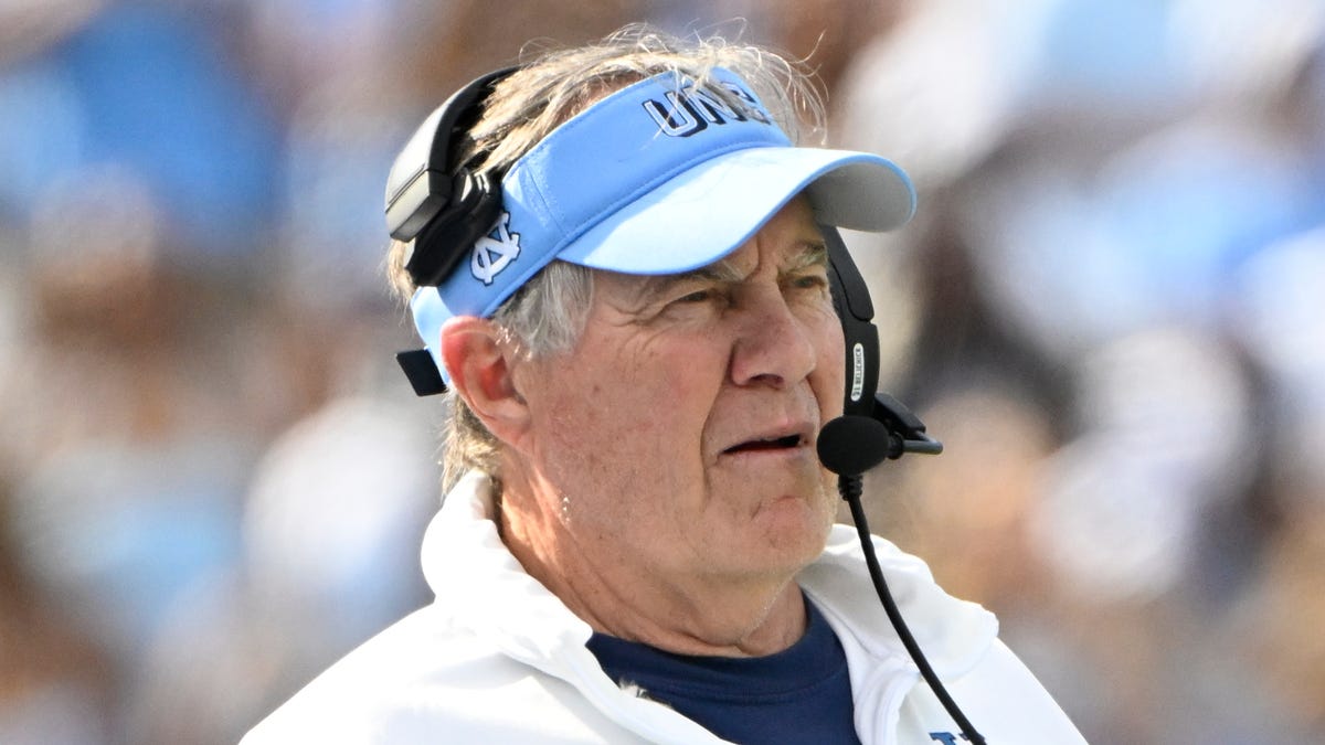 North Carolina Tar Heels head coach Bill Belichick on the sidelines in the second quarter Sept. 13, 2025, at Kenan Stadium in Chapel Hill, North Carolina. Mandatory Credit: Bob Donnan-Imagn Images