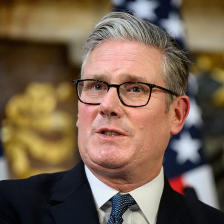 British Prime Minister Keir Starmer speaks during a press conference with U.S. President Donald Trump (not pictured) at Chequers at the conclusion of a state visit on September 18, 2025 in Aylesbury, Britain. Leon Neal/Pool via REUTERS