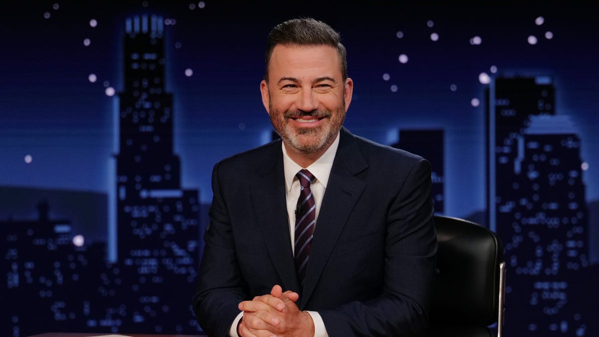 Jimmy Kimmel at his desk during a 2024 episode of "Jimmy Kimmel Live!" Kimmel will return to ABC after nearly a week off the air amid a storm of controversy.