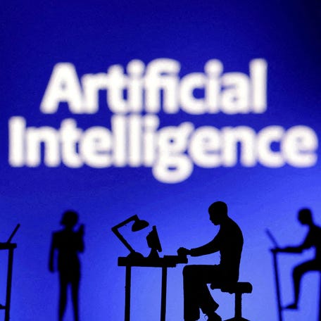 Illustration of how humans use artificial intelligence created in 2024.