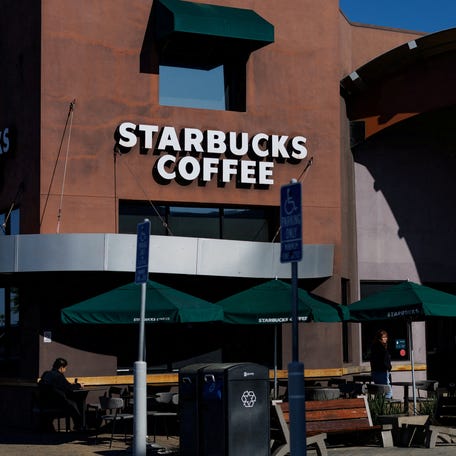 A Starbucks store is shown in Encinitas, California, on February 24, 2025.