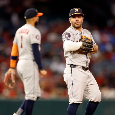 Jose Altuve won World Series titles with the Astros in 2017 and 2022.