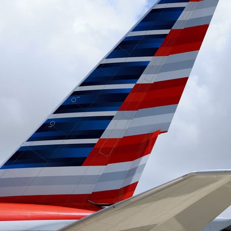 MIAMI, FLORIDA - JULY 24: The empennage of an American Airlines plane.