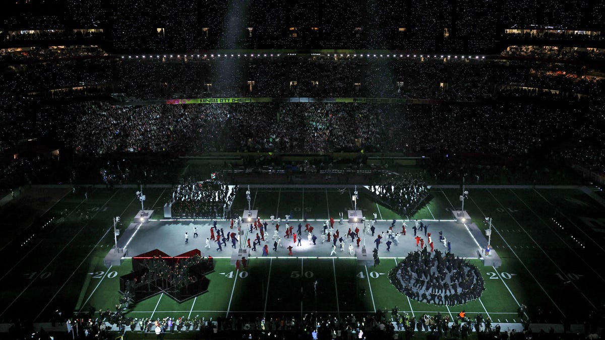 Kendrick Lamar performs during the Super Bowl LIX halftime show at Caesars Superdome on Feb. 9, 2025, in New Orleans, Louisiana.
