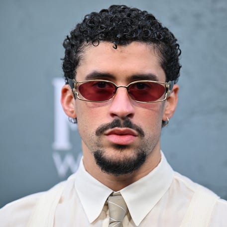 Bad Bunny attends the premiere of "Caught Stealing" in New York on Aug. 26, 2025.