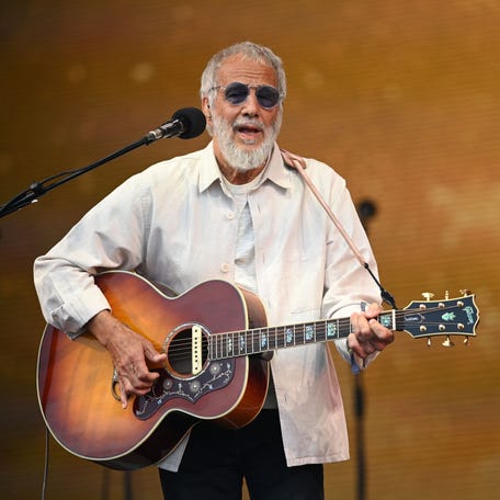 British singer-songwriter Yusuf Islam (commonly known as Cat Stevens) performs on the Pyramid Stage on Day 5 of the Glastonbury festival in the village of Pilton in Somerset, southwest England, on June 25, 2023.