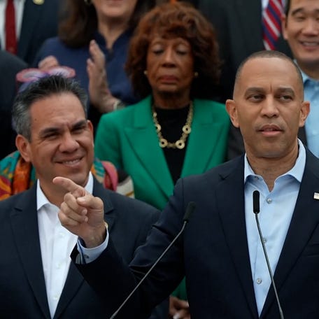 Democratic Leader Hakeem Jeffries called out President Donald Trump for an expletive-laden, racially charged deepfake of Congress' top Democrats.