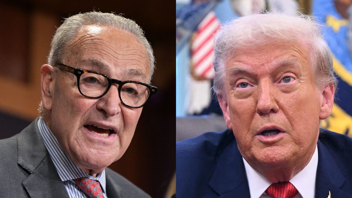 Composite image of Senate Minority Leader Chuck Schumer, and President Donald Trump