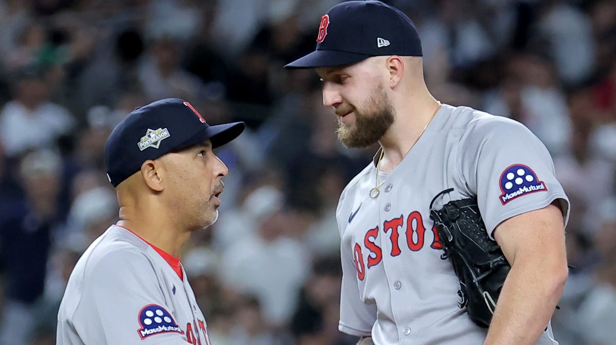 Alex Cora removed Garrett Crochet with two outs in the eighth inning of Game 1.