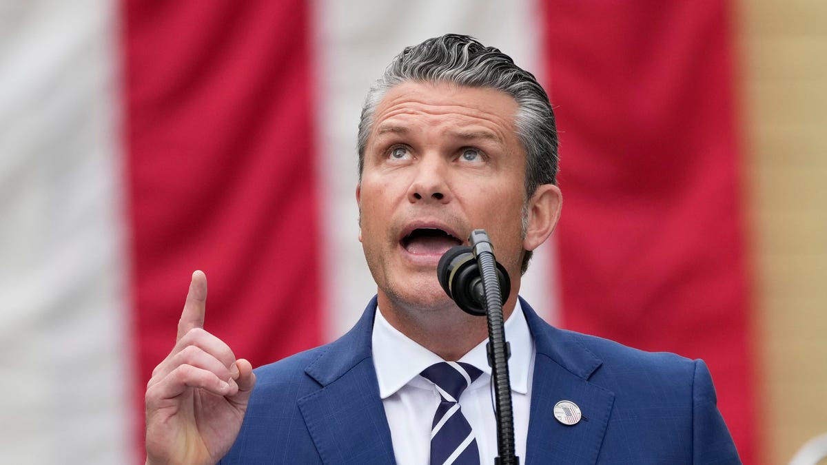 Defense Secretary Pete Hegseth giving remarks at a 9/11 memorial at the Pentagon on Sept. 11, 2025, in Arlington, Virginia.